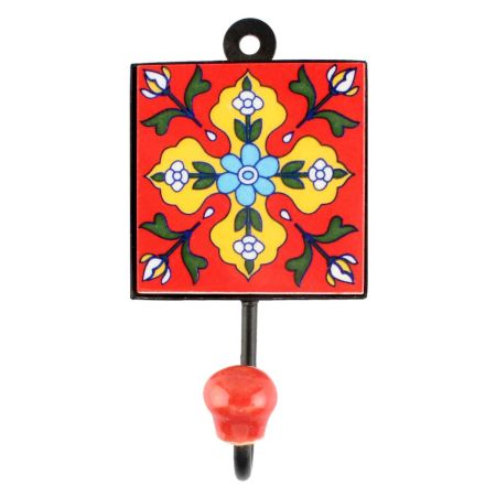 Yellow Ceramic Floral Tile Hook Online